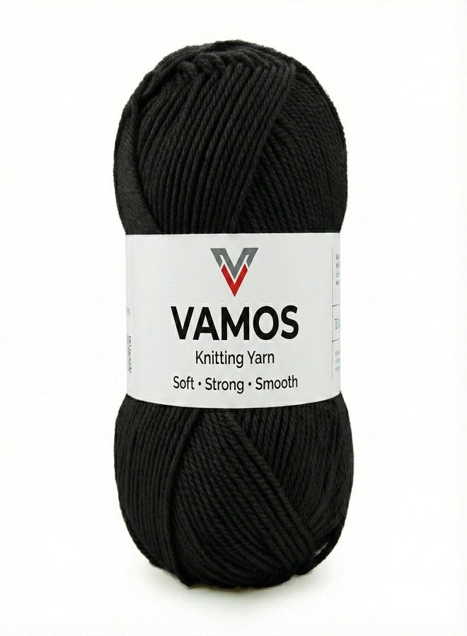 VAMOS Acrylic Hand Knitting & Crochet Yarn - 100g Ball, 4 ply Soft Yarn for Knitting Sweaters, Scarves, Hats, Amigurumi, Babywear & DIY Crafts (Black) - Image 1